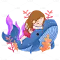 手绘-睡觉女孩人物场景插画贴纸2