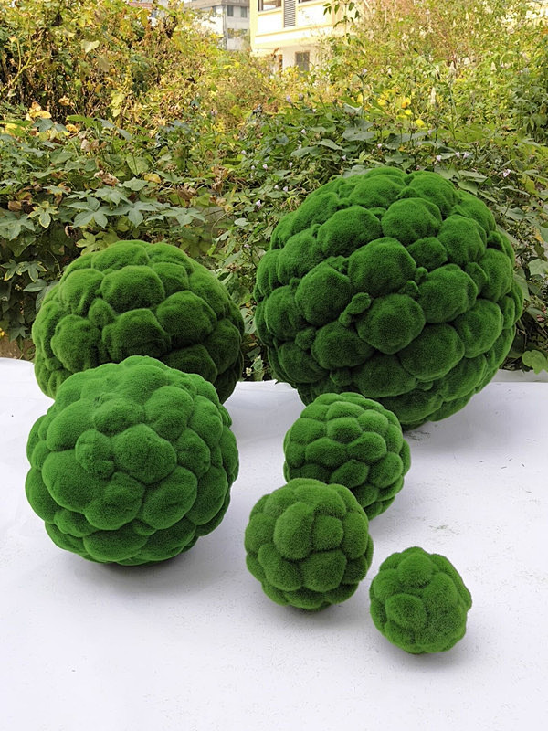 仿真植毛圆球植物球草苔藓球草球青苔球软装...