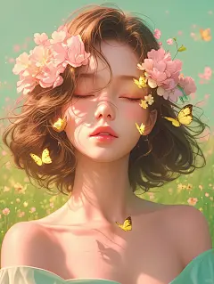 陌上花开绿意冒头与你相遇，胜却春风十里#唯美图片 #想记录下此刻 #日常生活碎片 #生活中的小碎片 #生活需要分享欲 #好好生活皆如所愿 #少女插画 #插画壁纸 #春 #春暖花开 #微信头像 #少女头像 #氛围感头像 #女孩和花