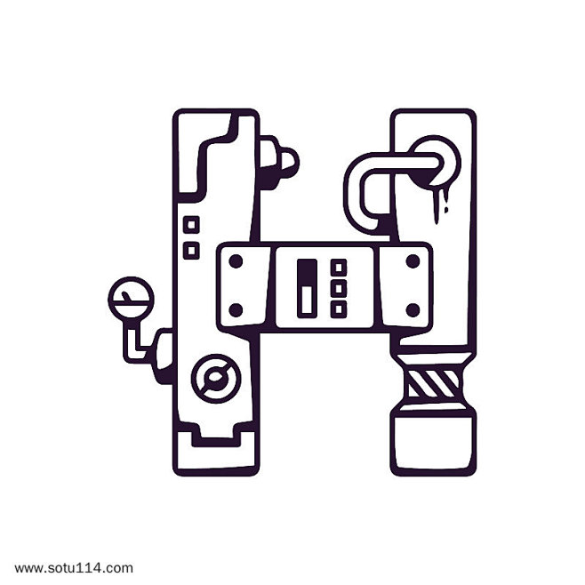 机械字母字体设计H