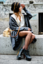 Zara Oversized Cardigan, Nadka Necklace, Jeffrey Campbell Shoes