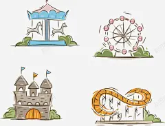 游乐园设备卡通插画 免费下载 页面网页 平面电商 创意素材