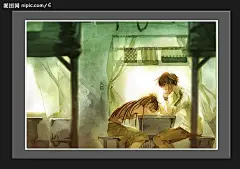 唯美情侣合影插画设计图