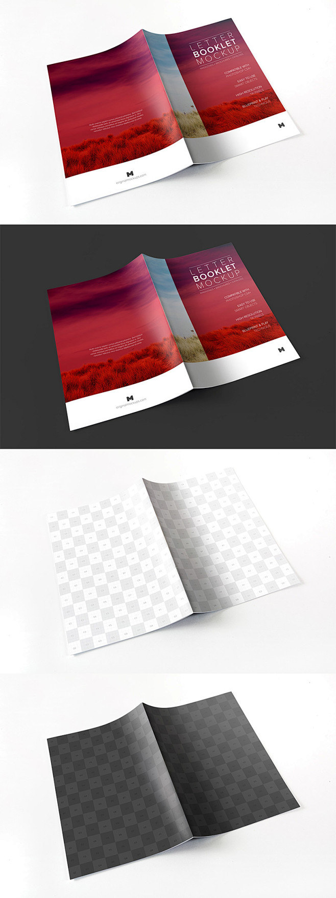 信件小册子展开封面模型 Letter B...
