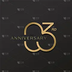 三周年庆典标志与优雅的数字金光设计