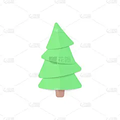 卡通圣诞树剪纸。新年，圣诞树剪贴簿标志的节日贺卡，季节景观，网页，横幅，海报，品牌，封面。