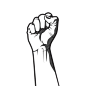 Ilustração vetorial em estilo preto e branco de um punho cerrado erguido em sinal de protesto | Vetor Premium