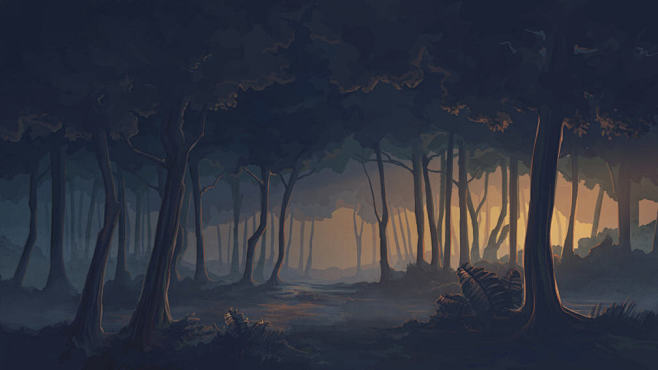 森林_动画_日落_背景_树_夜晚_作品编号:477782_高清CG插画、原画下载_千画网588art.com
