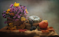Bouquet, Fall, Flower, Grapes, Leaf, Photography, Pink Flower, Pumpkin, Still Life wallpaper preview