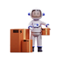 Astronaut With Box Package  3D Illustration