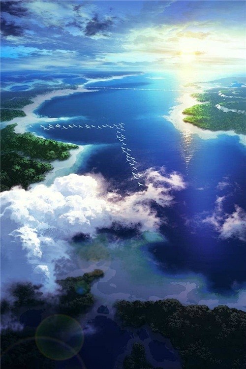 就像大海和天空在水平线上融合在一起那样梦幻和现实也有可能正在遥远