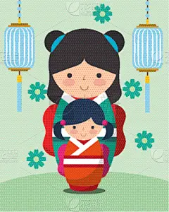 和服,日本,可爱的,华丽的,传统,灯笼,壁纸,模板,小的