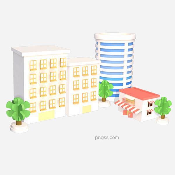 C4D立体房子建筑图片大小2000x20...