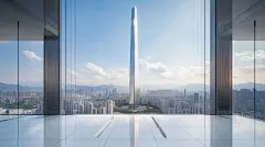 点击来源直接获取大图文件 |带有全景城市和摩天大楼景观的现代化办公室