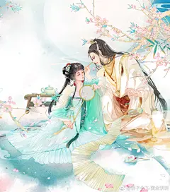 古风插画/封面底图/古风美人/情侣