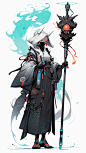 AI法师剑客角色设定图集 赛博朋克人物服装设计 游戏原画概念参考-淘宝网