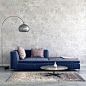 Pastel colored sofa with blank wall template