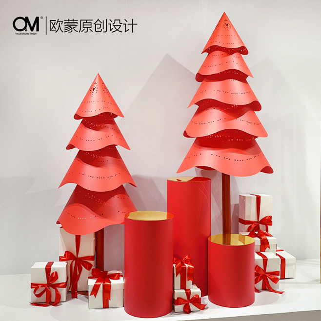 OM原创 新年圣诞节美陈橱窗装饰 场景布...