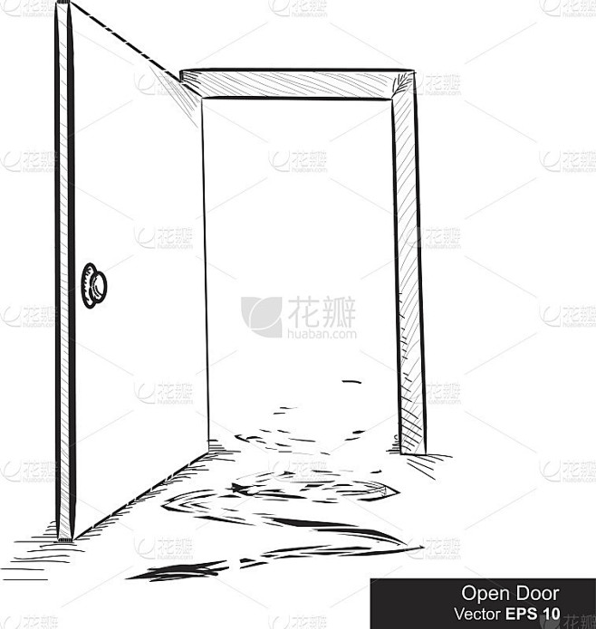 打开的门的插图