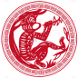 十二生肖剪纸贴纸-SVG-猴