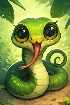 竹叶青蛇年蛇可爱小青蛇插画