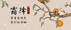 霜降节气祝福柿子手绘公众号首图