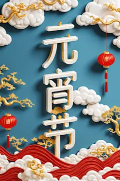 元宵节立体字艺术字