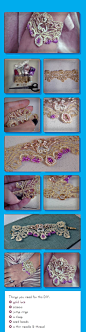Shine & Trim DIY: Beaded Gold Lace Bracelet  Things you need for this DIY:  ❂ gold lace  ❂ scissors  ❂ jump rings  ❂ a clasp  ❂ seed beads  ❂ a thin needle & thread    Total time:  2 hours.  Very Impressive!  Great Blog