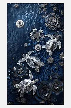数字艺术海龟插画海龟-众图网