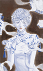 白釉青花一火成，花从釉里透分明。_南栀子-