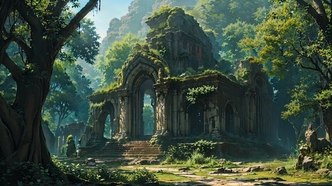AI丛林遗迹场景设定图集 影视游戏场景概念设计 背景插画临摹-淘宝网-花瓣网