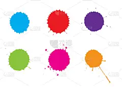 矢量彩色油漆 splatter.splash 设置。矢量图。蓝色