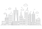 矢量手绘城市建筑线稿插画线条简笔画大厦图案AI网页平面设计素材