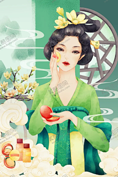 古代女人 【酷图网】可爱,卡通,手绘,女孩,短发,花朵