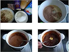 过年切糖喽----巧克力奶油果仁太妃糖

     这个方子来自网络我也不知原作者是谁真抱歉，不过不是流传的那个孟老师的方子，那个方子的黄油和糖量都很大，当然也好吃。这个材料变化些，没有那么多油，味道却也超赞啊，入口既化的巧克力奶油部分，香喷喷的坚果，我做这个是为了消耗做完蛋糕剩下的淡奶油，下次会单独买小盒的奶油来做。      原方是：淡奶油300ml 、巧克力65克、可可粉10克、白砂糖180克、蜂蜜90克、盐1克、核桃仁、杏仁适量 1：改动后：淡奶油300ml 、巧克......