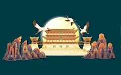 Mid-Autumn Festival packing illustration玉兔宫殿中秋包装插画 : 【玉兔宫殿】主题: 中秋主题包装插画元素：宫殿、桂花、玉兔、仙女风格：传统中国风插画: @简爱手绘——————————————本插画作品版权归属客户所有，请勿擅自使用。