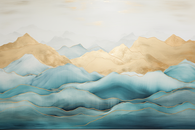 新中式金色山水画