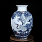 景德镇陶瓷器手绘青花描金花瓶