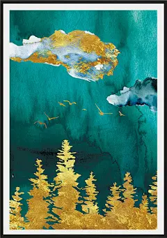 金箔抽象装饰画（高清喷绘，晶瓷画）