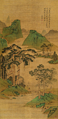 文徵明——【行尽崎岖路万壑，满山空翠湿衣寒；松风涧水天然调,抱得琴来不用弹】青绿山水人物 立轴欣赏 | 
明|文徵明(1470-1559)名壁字征明、征仲，号衡山居士，世称“文衡山”，诗文上与祝允明、唐寅、徐真卿并称“吴中四才子”。画史上与沈周、唐寅、仇英合称“吴门四家”。画从沈周。诗文画俱精，人称“四绝”全才。山水人物花卉等皆工。
