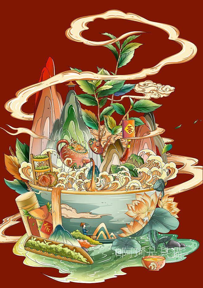 茶插画