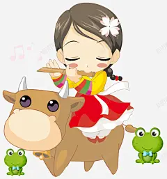 手绘小清新牧童插画 免费下载 页面网页 平面电商 创意素材