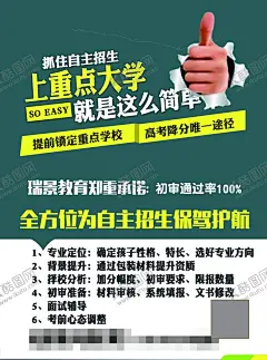 辅导班宣传单 【酷图网】教育培训辅导,寒暑假班,午托日托,托管班,小学中学高中,幼儿园,少儿学生,夏令营拓展,招生啦,开学季,开课啦,白色绿色,大拇指,点赞,简约干净整洁,宣传单,名片,海报,展架,折页,代金券,会员卡,充值卡,体验卡,高端大气