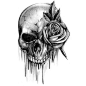 Bloody skull tattoo with rose. I like how its black and white.