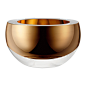 Buy LSA International Host Bowl - Gold - 9.5cm | Amara : Add chic finishing touches to your home with this Host bowl from LSA International. Its smooth, curved profile has been expertly mouth blown from thick high quality glass and contrasted by a heavy b