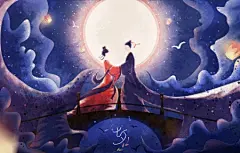 七夕节 牛郎织女 手绘 插画 七夕情人节4k壁纸