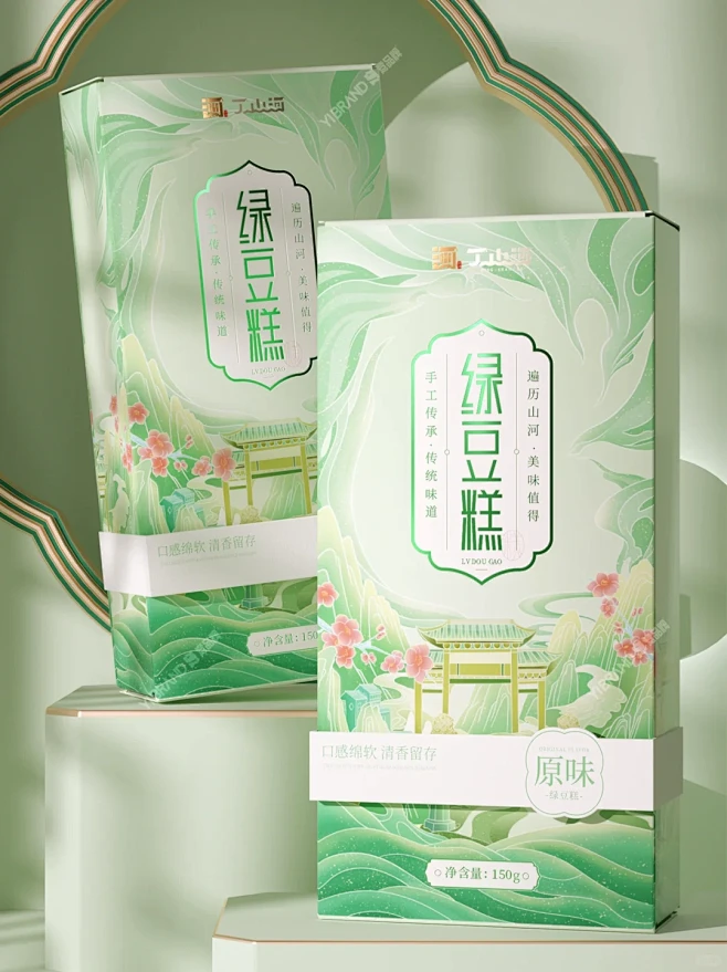 意品牌设计｜中式国风中秋节绿豆糕包装设计...