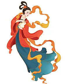 简约大气中秋节嫦娥奔月插画素材