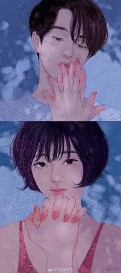 情侣日常插画图 ，简直甜到爆炸！ ！（by：zipcy）

​#手帐素材插画手绘##少女心##艺术范# ​