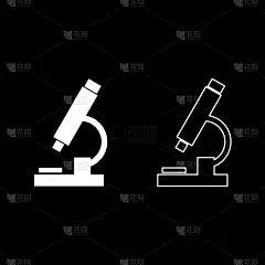 显微镜,白色,扁平化设计,图标集,极简构图,生物学,微生物学,健康保健,生物科技,科学家